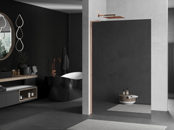 Mexen Kioto L Walk-in Shower Wall 80 x 200 cm, Mirror, Rose Gold - 800-080-103-60-50