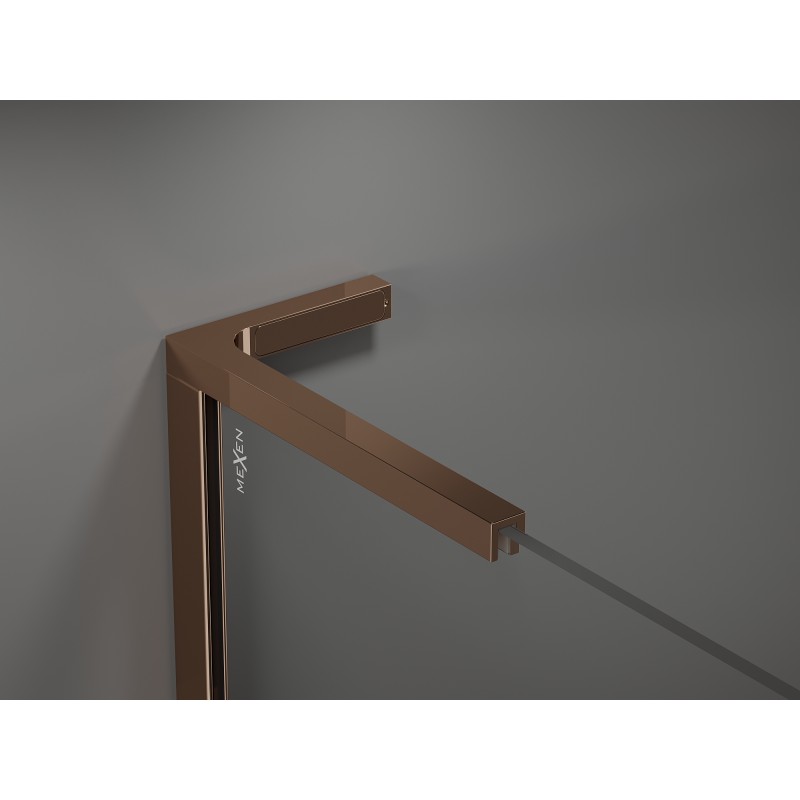 Mexen Kioto L Shower Wall Walk-in 90 x 200 cm, Mirror, Pink Gold - 800-090-103-60-50