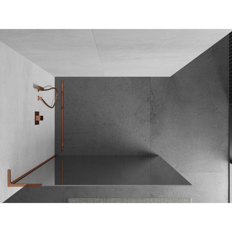 Mexen Kioto L Walk-in Shower Screen 120 x 200 cm, Mirror, Rose Gold - 800-120-103-60-50