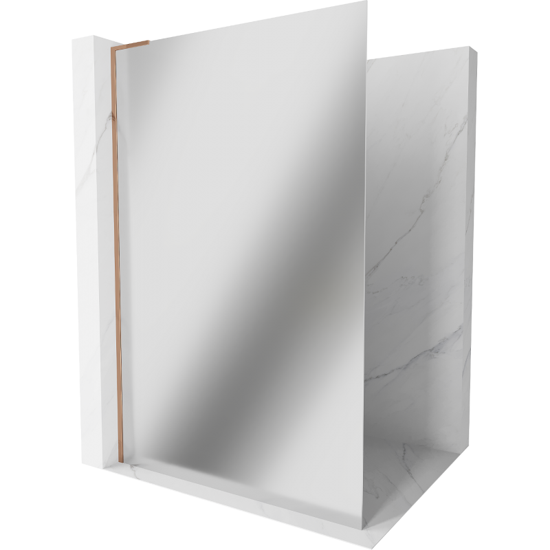 Mexen Kioto L Walk-in Shower Wall 120 x 200 cm, Mirror, Rose Gold - 800-120-103-60-50