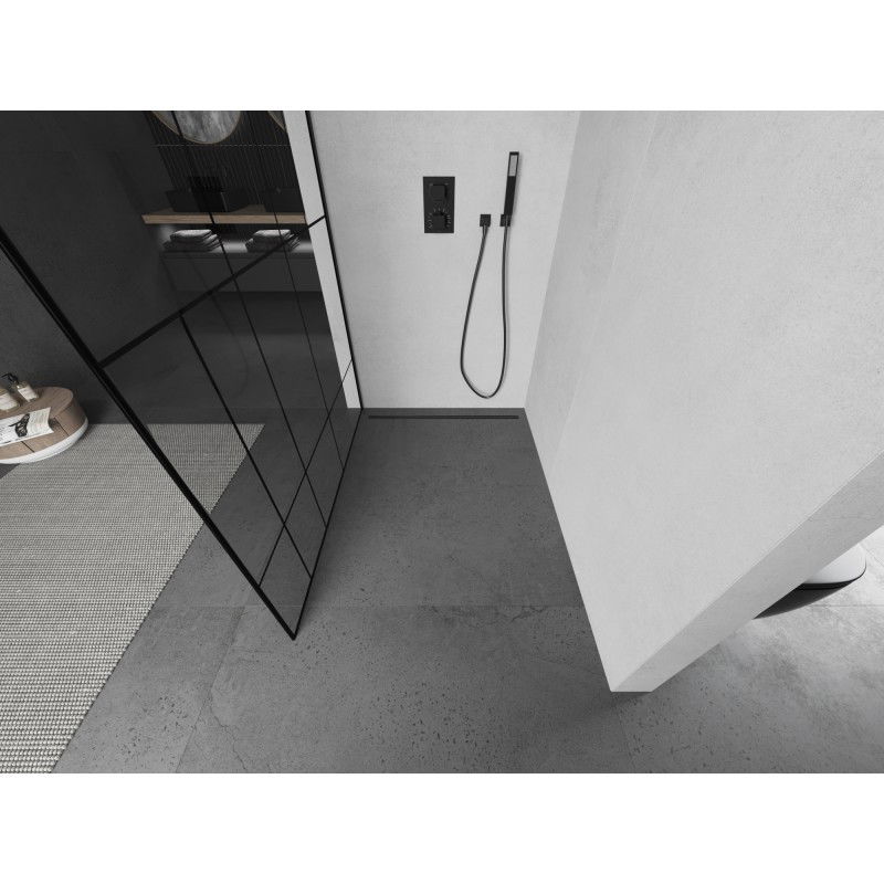 Mexen Kioto L shower wall Walk-in 100 x 200 cm, black pattern, black - 800-100-103-70-78