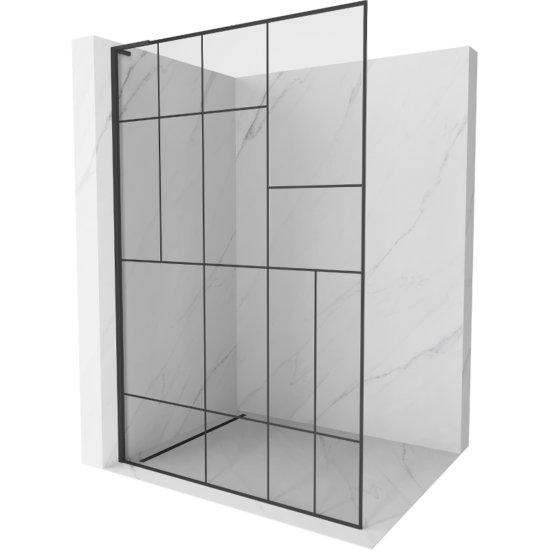 Mexen Kioto L Walk-in Shower Wall 80 x 200 cm, black pattern, black - 800-080-103-70-78