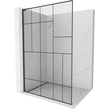 Mexen Kioto L Walk-in Shower Wall 80 x 200 cm, black pattern, black - 800-080-103-70-78
