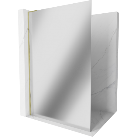 Mexen Kioto L Walk-in Shower Screen 80 x 200 cm, Mirror, Gold - 800-080-103-50-50