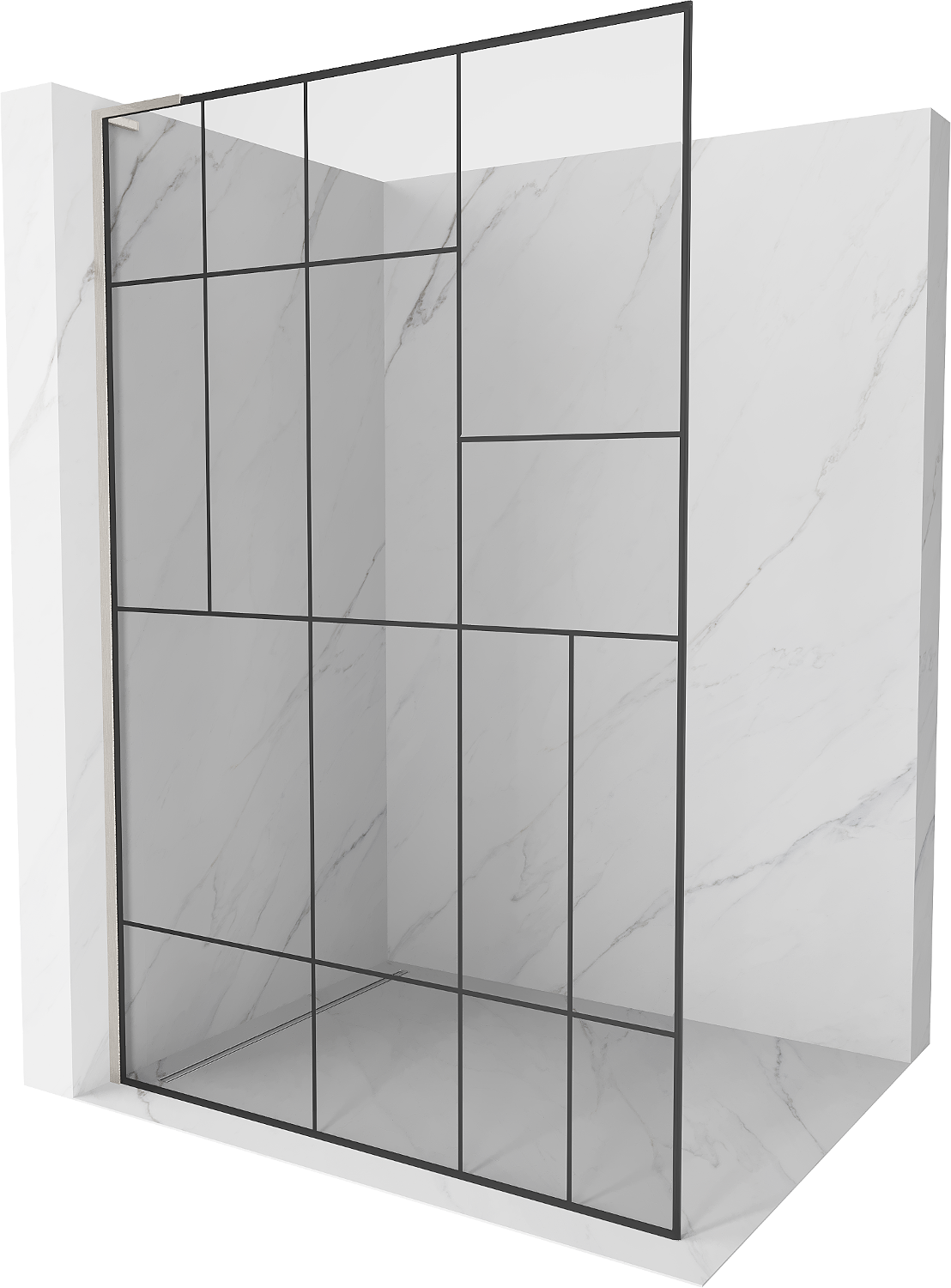 Mexen Kioto L Walk-in Shower Wall 110 x 200 cm, Black Pattern, Brushed Nickel - 800-110-103-97-78