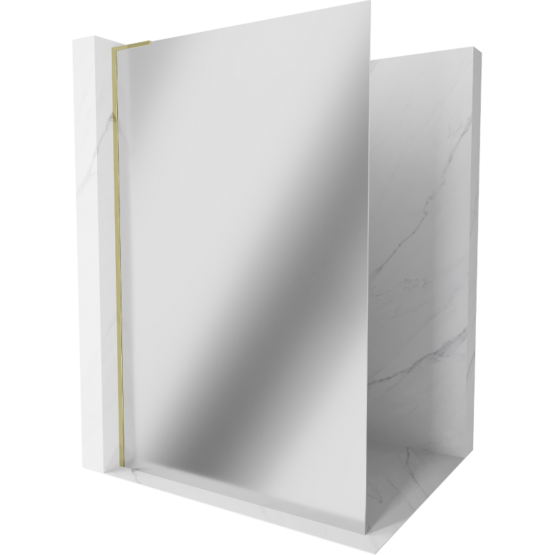 Mexen Kioto L Walk-in Shower Wall 100 x 200 cm, Mirror, Gold - 800-100-103-50-50