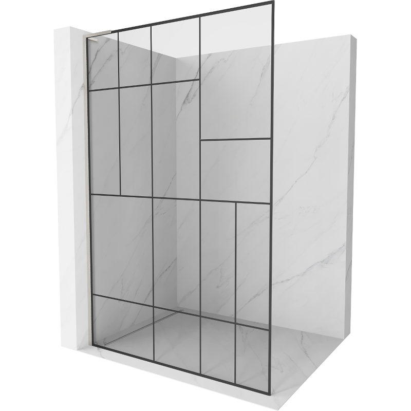 Mexen Kioto L Walk-in Shower Wall 70 x 200 cm, Black Pattern, Brushed Nickel - 800-070-103-97-78