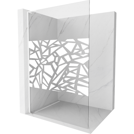 Mexen Kioto L Walk-in Shower Wall 120 x 200 cm, White Pattern, White - 800-120-103-20-85