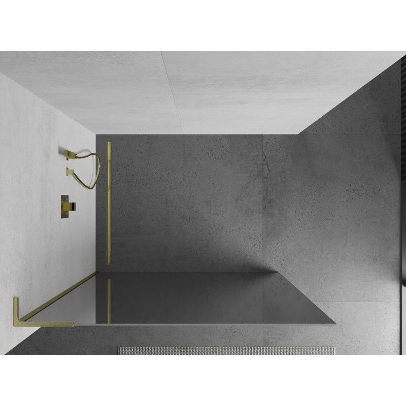 Mexen Kioto L Walk-in Shower Screen 80 x 200 cm, Mirror, Brushed Gold - 800-080-103-55-50