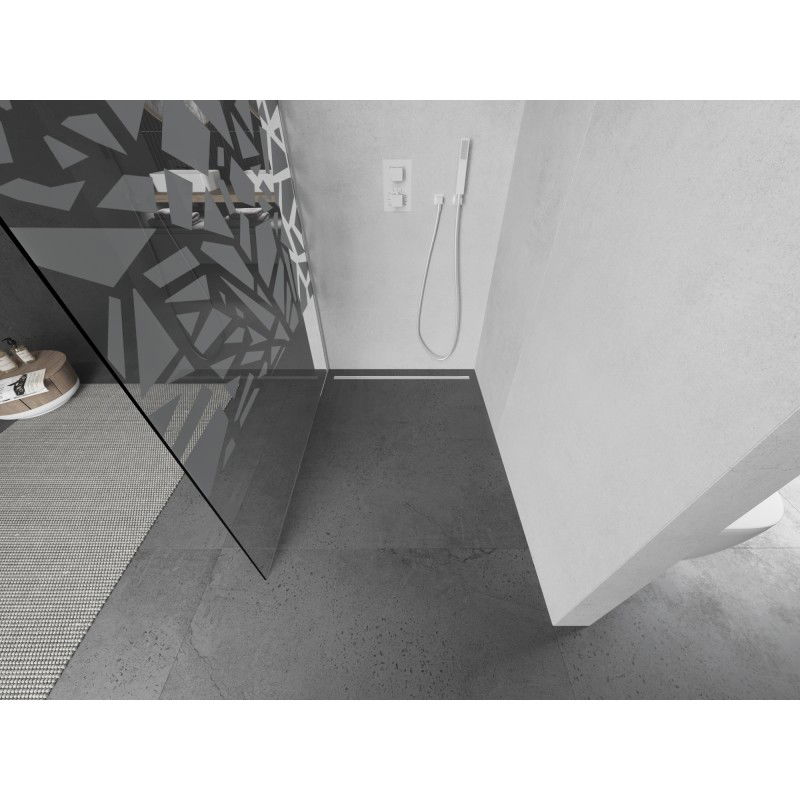 Mexen Kioto L Shower Wall Walk-in 80 x 200 cm, white pattern, white - 800-080-103-20-85