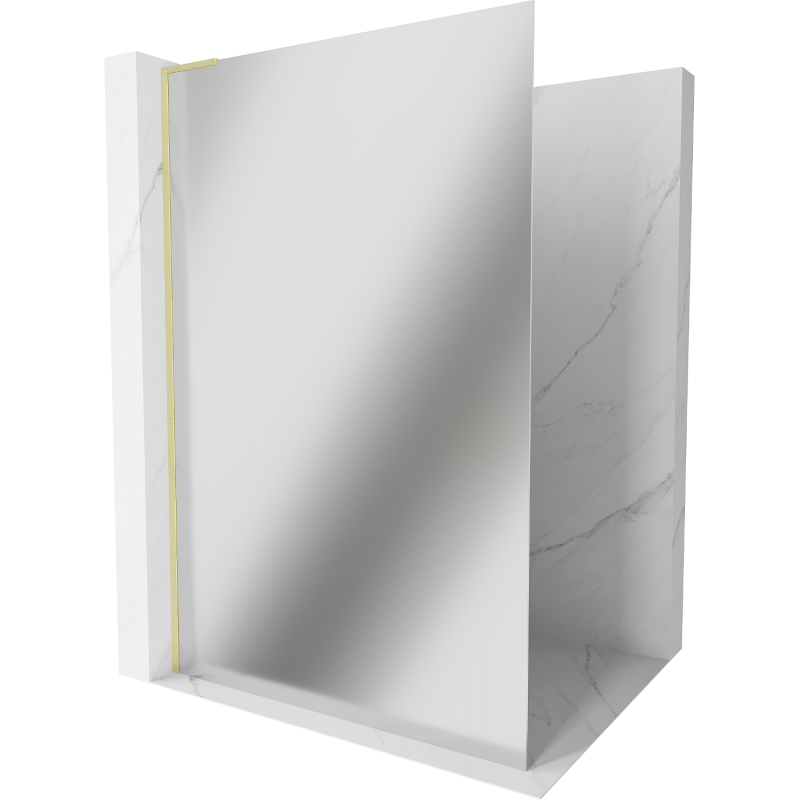 Mexen Kioto L Shower Wall Walk-in 90 x 200 cm, Mirror, Brushed Gold - 800-090-103-55-50