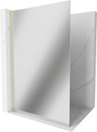 Mexen Kioto L Walk-in Shower Panel 120 x 200 cm, Mirror, Brushed Gold - 800-120-103-55-50