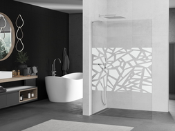 Mexen Kioto L Walk-in Shower Screen 100 x 200 cm, White Pattern, Chrome - 800-100-103-01-85