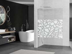 Mexen Kioto L Walk-in Shower Wall 70 x 200 cm, white pattern, chrome - 800-070-103-01-85