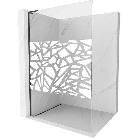 Mexen Kioto L Walk-in Shower Wall 120 x 200 cm, White Pattern, Black - 800-120-103-70-85