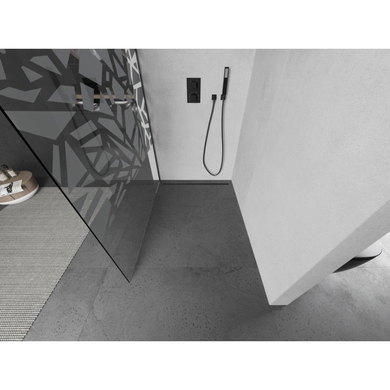 Mexen Kioto L Walk-in Shower Wall 90 x 200 cm, White Pattern, Gun Gray Brushed - 800-090-103-66-85