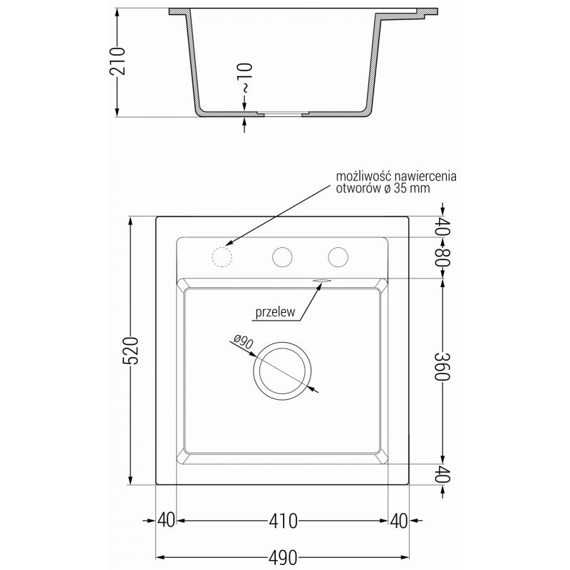 Mexen Vito 1-bowl granite sink with Telma kitchen faucet, black - 6503-77-670200-00