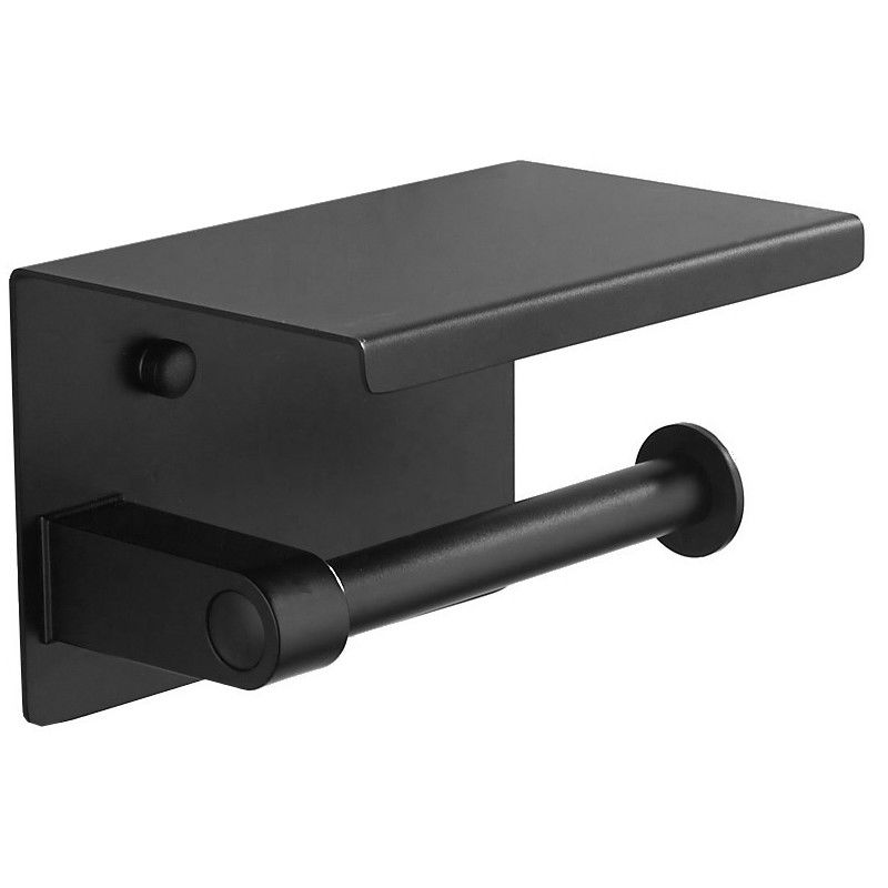 Mexen toilet roll holder with a shelf, Black - 701197-70