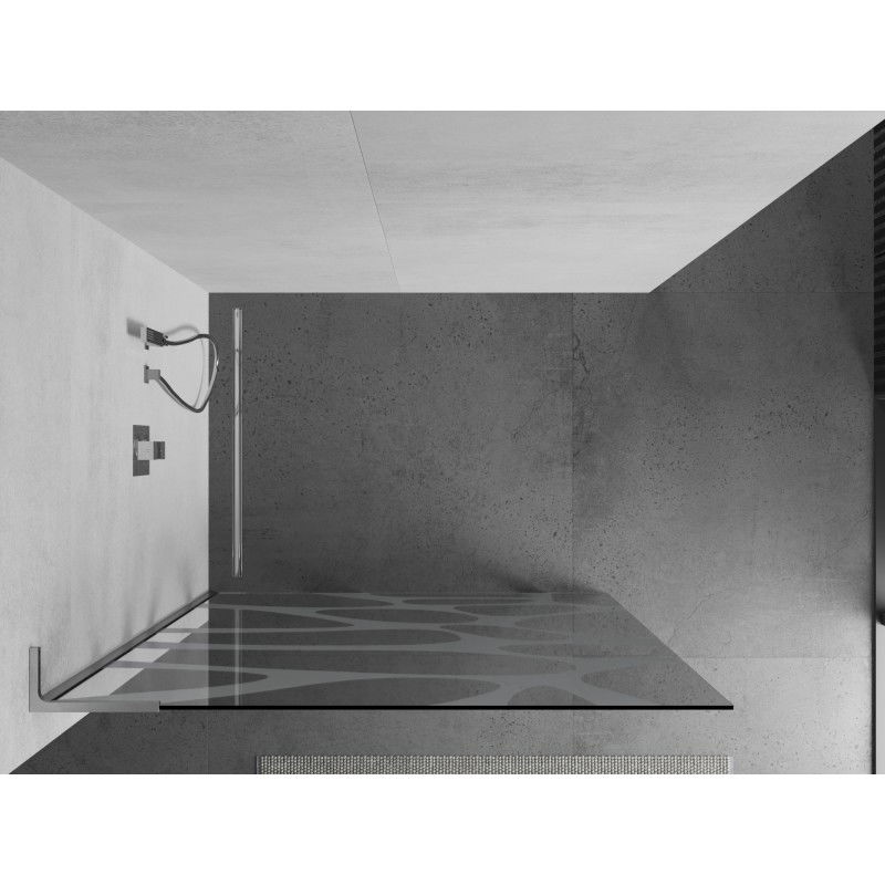 Mexen Kioto L Walk-in Shower Wall 110 x 200 cm, White Wave, Chrome - 800-110-103-01-97