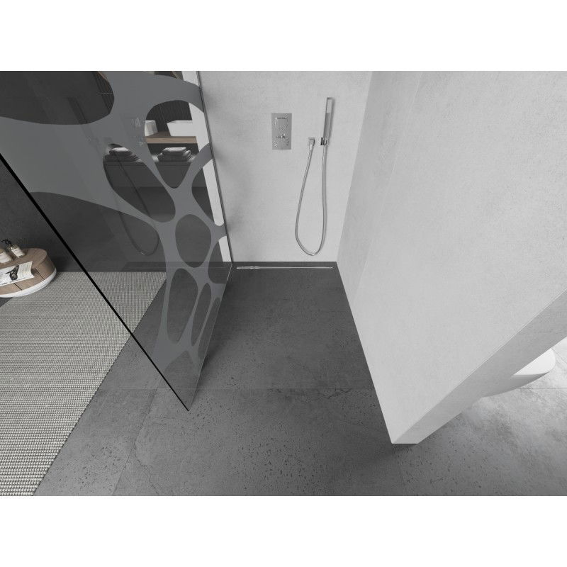 Mexen Kioto L Walk-in Shower Wall 90 x 200 cm, White Wave, Chrome - 800-090-103-01-97