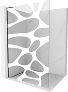 Mexen Kioto L Walk-in Shower Wall 100 x 200 cm, White Pattern, Black - 800-100-103-70-97