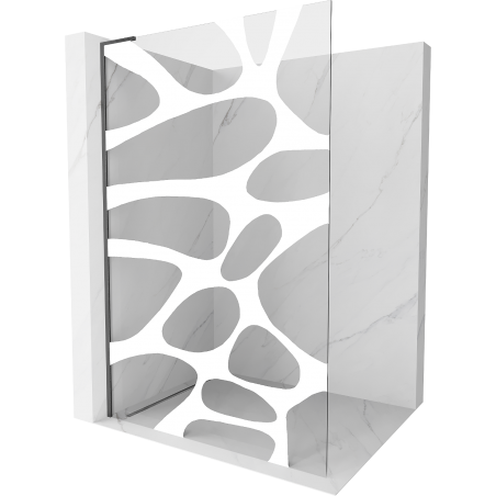 Mexen Kioto L Walk-in Shower Wall 120 x 200 cm, White Pattern, Gun Gray Brushed - 800-120-103-66-97