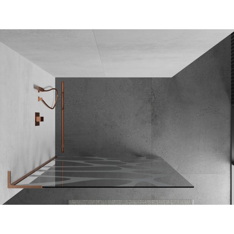 Mexen Kioto L Shower Screen Walk-in 120 x 200 cm, White Wave, Brushed Copper - 800-120-103-65-97
