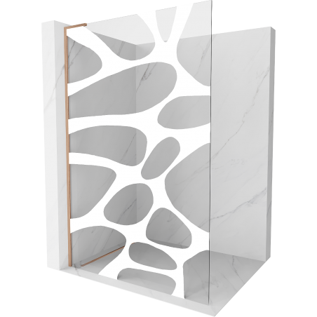 Mexen Kioto L Shower Wall Walk-in 100 x 200 cm, White Pattern, Brushed Copper - 800-100-103-65-97