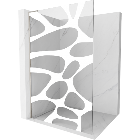 Mexen Kioto L Walk-in Shower Wall 100 x 200 cm, White Pattern, Brushed Nickel - 800-100-103-97-97