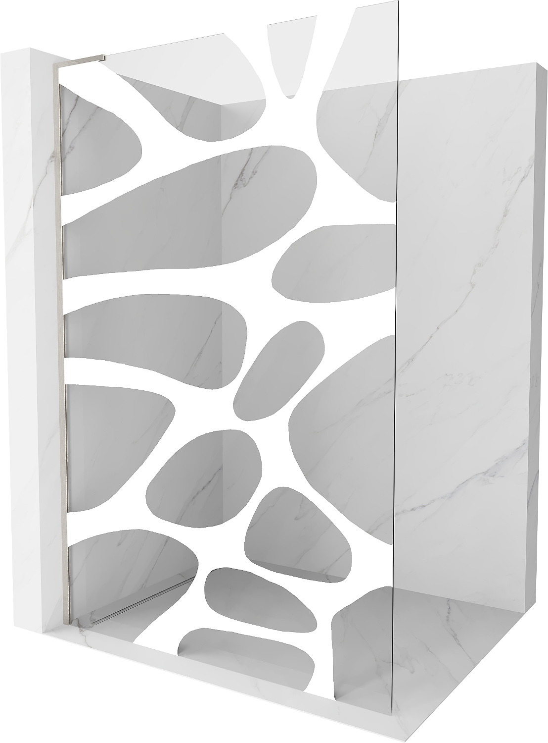Mexen Kioto L Walk-in Shower Wall 90 x 200 cm, White Pattern, Brushed Nickel - 800-090-103-97-97