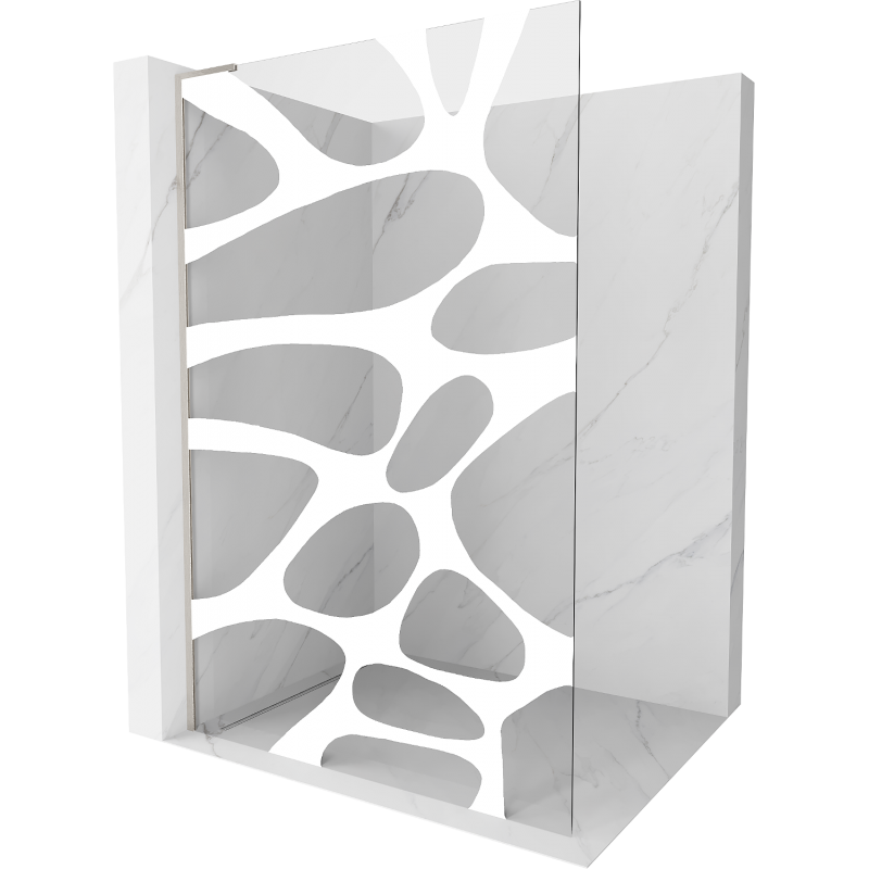 Mexen Kioto L Shower Wall Walk-in 80 x 200 cm, White Pattern, Brushed Nickel - 800-080-103-97-97