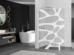 Mexen Kioto L Shower Wall Walk-in 80 x 200 cm, White Pattern, Brushed Nickel - 800-080-103-97-97