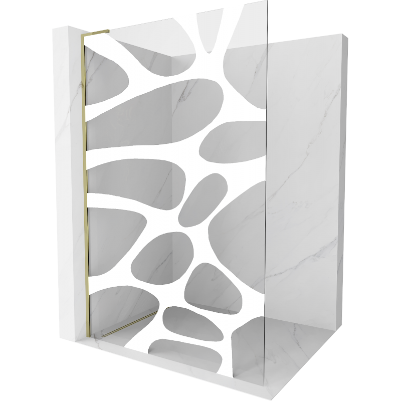 Mexen Kioto L Walk-in Shower Screen 70 x 200 cm, White Pattern, Gold - 800-070-103-50-97