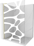 Mexen Kioto L Walk-in Shower Wall 90 x 200 cm, white pattern, brushed gold - 800-090-103-55-97