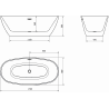 Mexen Eris freestanding bathtub 170 x 80 cm, white/black, brushed nickel overflow - 53441708075-97