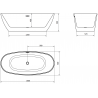 Mexen Eris freestanding bathtub 180 x 80 cm, white, overflow gold - 53441808000-50