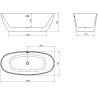 Mexen Eris freestanding bathtub 180 x 80 cm, white/black, chrome overflow - 53441808075-01