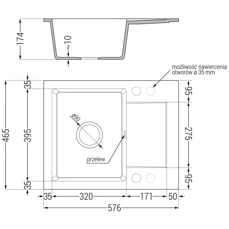 Mexen Enzo 1-bowl granite sink with drainer and Telma kitchen faucet, beige - 6506-69-670200-69