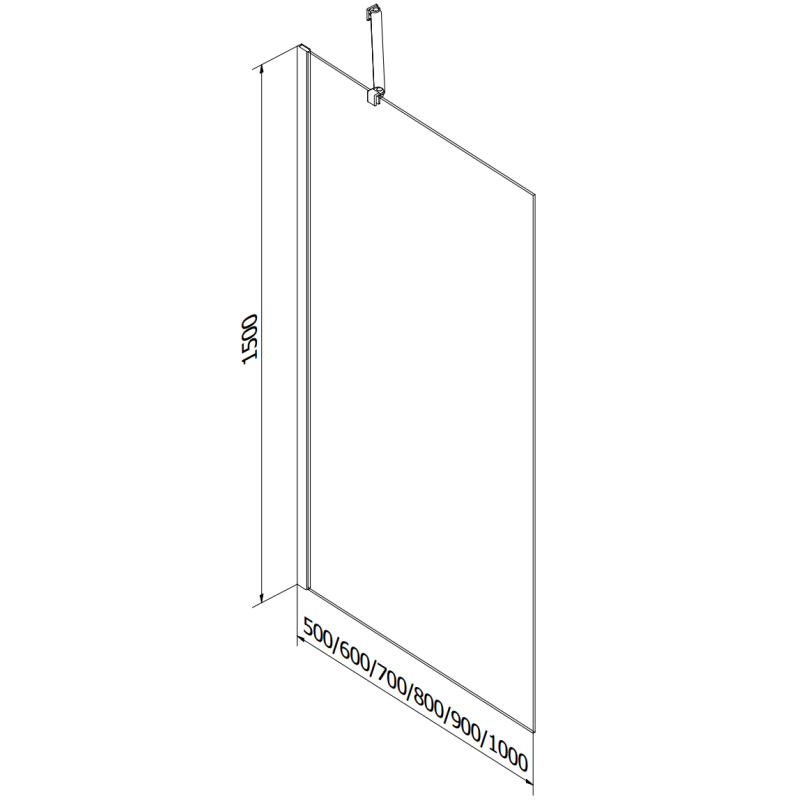 Mexen Next 1-wing Bath Screen 50 x 150 cm, Black Frame, Gun Metal - 895-050-000-00-70-95