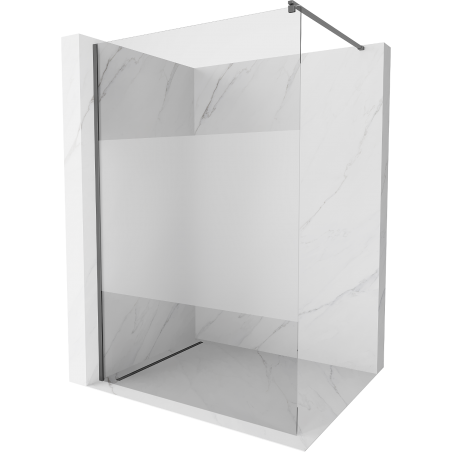 Mexen Kioto Walk-in Shower Wall 140 x 200 cm, Transparent/Frosted 8 mm, Gun Metal - 800-140-101-95-35