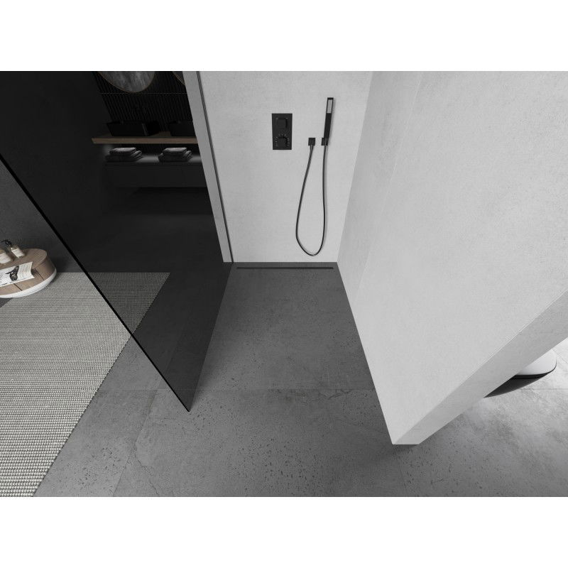 Mexen Kioto Walk-in Shower Wall 90 x 200 cm, Graphite 8 mm, Gun Metal - 800-090-101-95-40