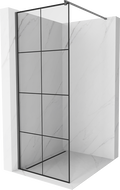 Mexen Kioto Shower Wall Walk-in 80 x 200 cm, Black Grid 8 mm, Gun Metal - 800-080-101-95-77