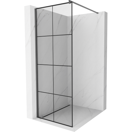 Mexen Kioto Walk-in Shower Screen 90 x 200 cm, Black Grid 8 mm, Gun Metal - 800-090-101-95-77