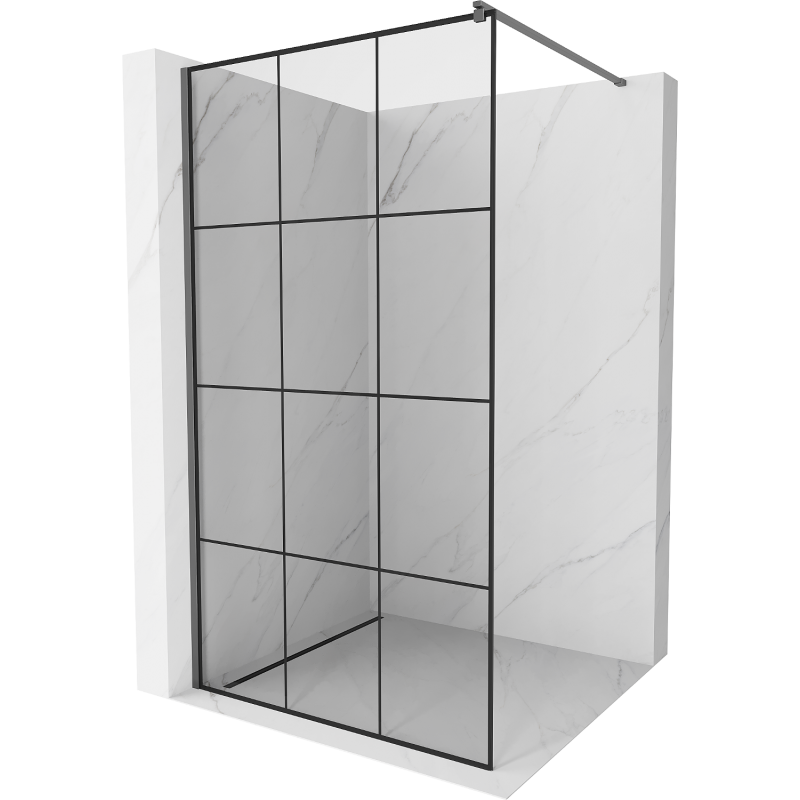 Mexen Kioto Walk-in Shower Panel 120 x 200 cm, Black Pattern 8 mm, Gun Metal - 800-120-101-95-77