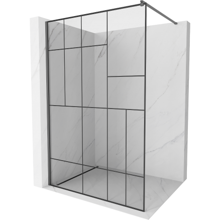 Mexen Kioto Walk-in Shower Wall 90 x 200 cm, Black Pattern 8 mm, Gun Metal - 800-090-101-95-78