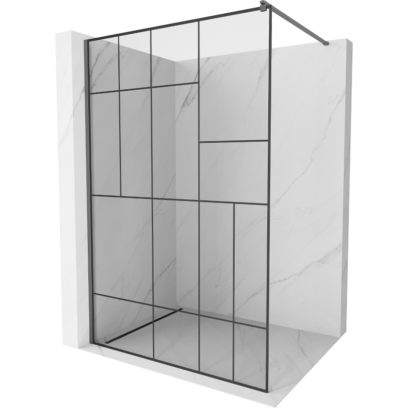 Mexen Kioto Walk-in Shower Wall 120 x 200 cm, black pattern 8 mm, gun metal - 800-120-101-95-78