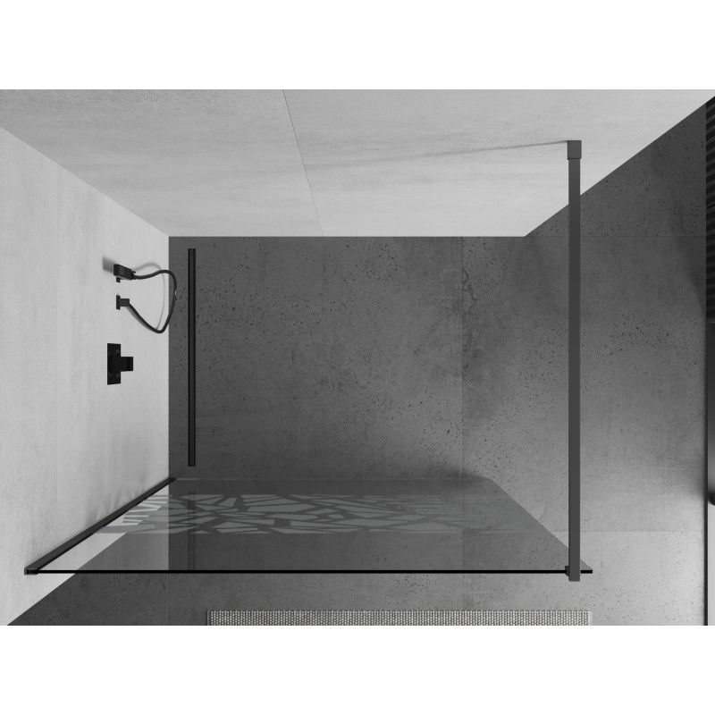 Mexen Kioto shower screen Walk-in 70 x 200 cm, white pattern 8 mm, gun metal - 800-070-101-95-85