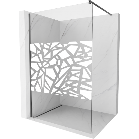 Mexen Kioto Walk-in Shower Panel 110 x 200 cm, White Pattern 8 mm, Gun Metal - 800-110-101-95-85