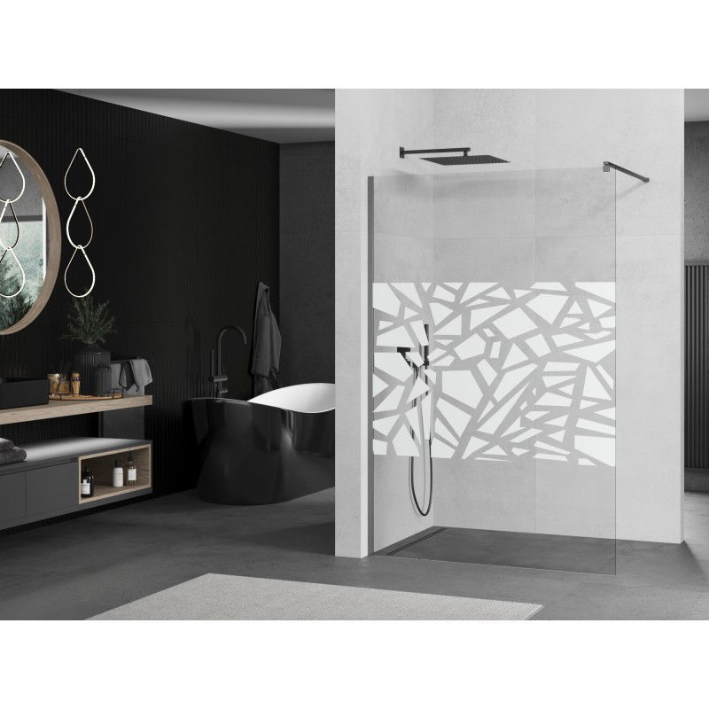 Mexen Kioto Walk-in Shower Screen 140 x 200 cm, White Pattern 8 mm, Gun Metal - 800-140-101-95-85