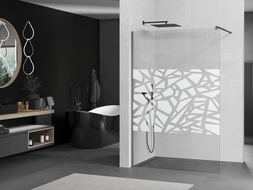 Mexen Kioto Walk-in Shower Wall 140 x 200 cm, White Pattern 8 mm, Gun Metal - 800-140-101-95-85